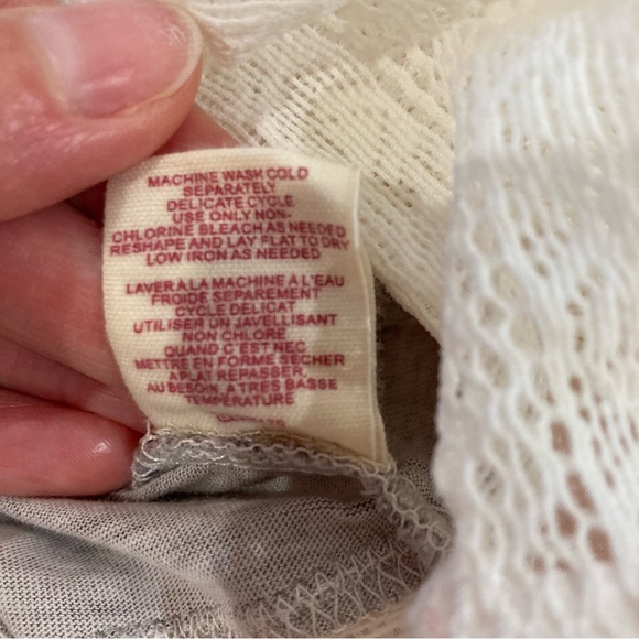 Free People boho We the Free striped lace tank top cream blush and taupe - Picture 6 of 10